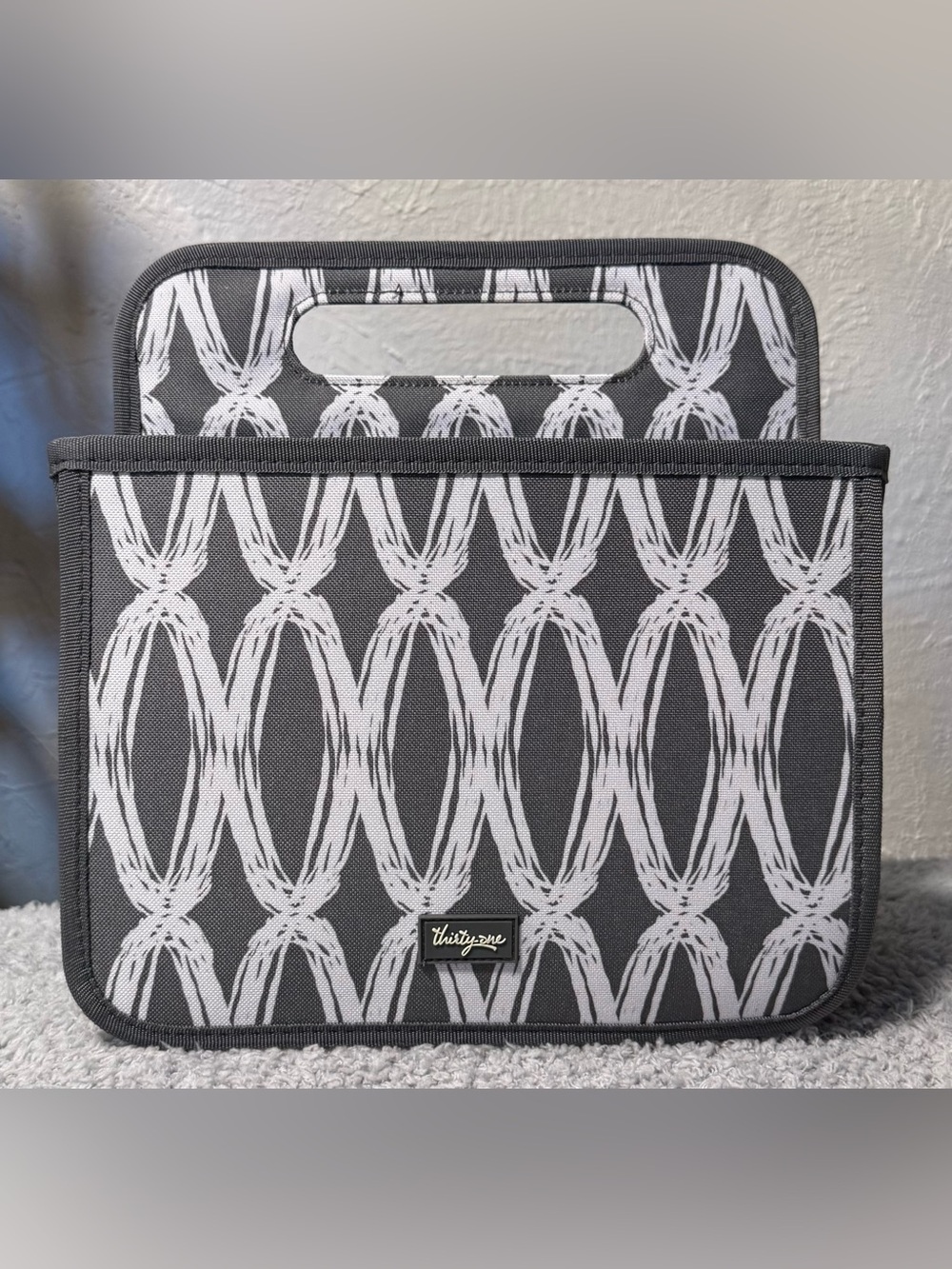Thirty-One Double Duty Grey & White Portable Storage & Organizational Caddy